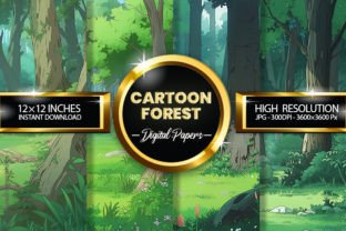 Cartoon Forest Digital Papers Graphic by Hurairagraphics · Creative Fabrica