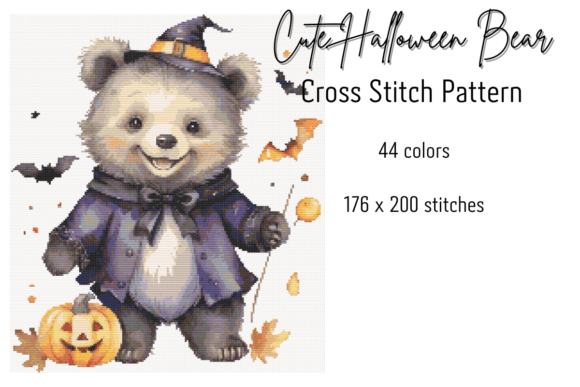 Cute Halloween Bear Cross Stitch Pattern