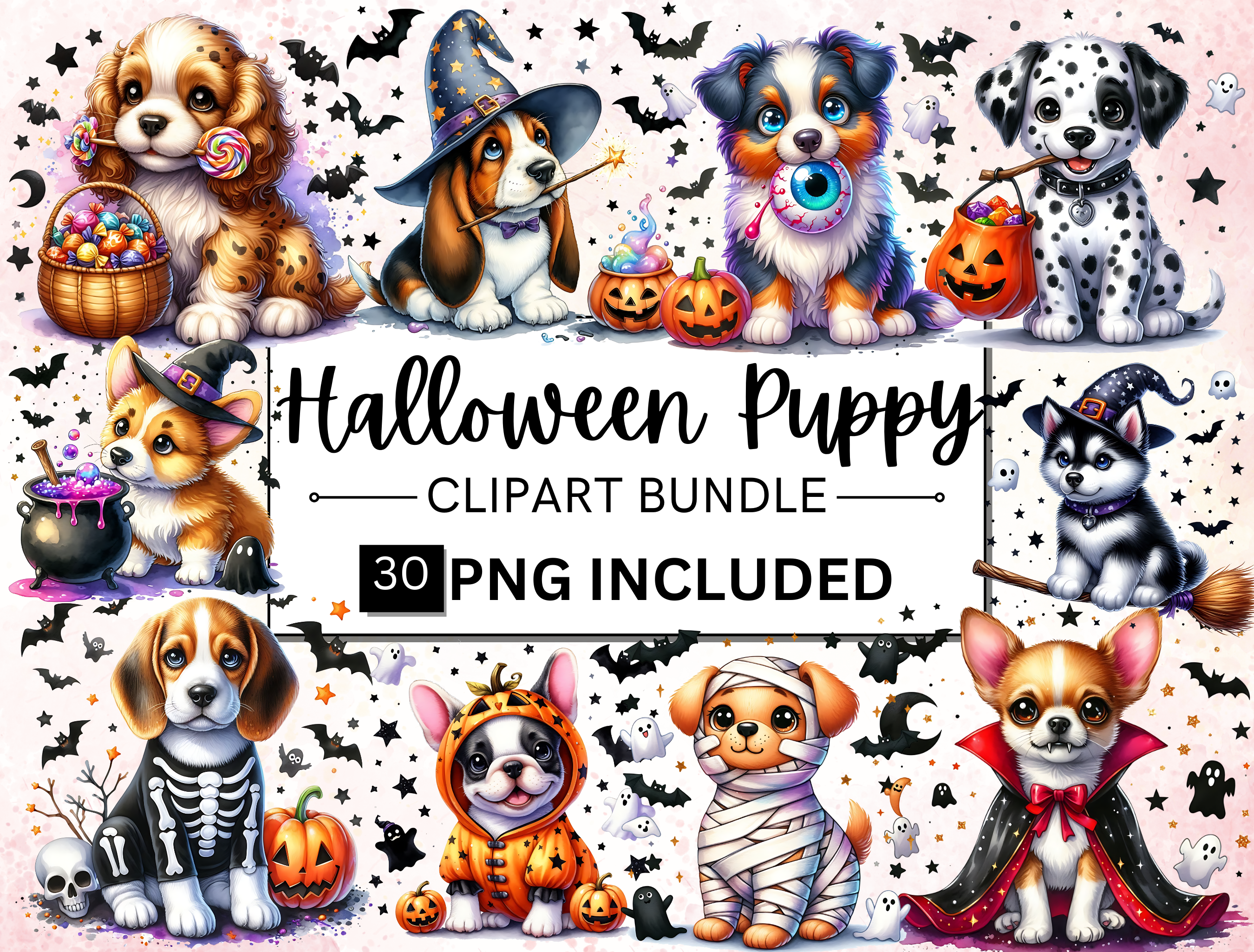 Cute Halloween Puppy Sublimation Bundle Graphic by DigiDreamWorld ...