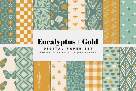 Eucalyptus Gold Digital Paper Set