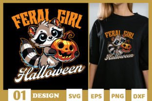 Feral Girl Halloween Raccoon SVG Graphic by Skinite · Creative Fabrica