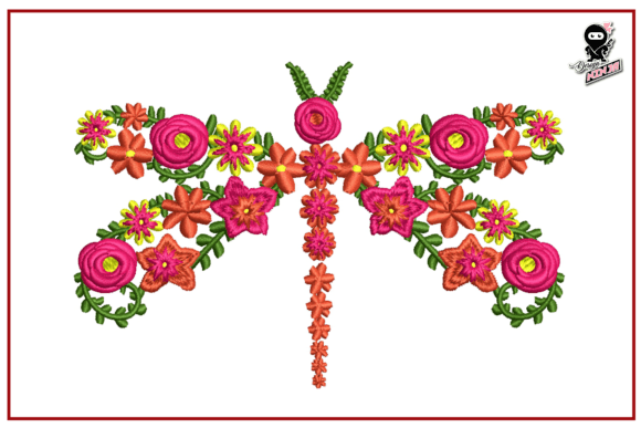 Floral Dragonfly, Spring Flowers Design