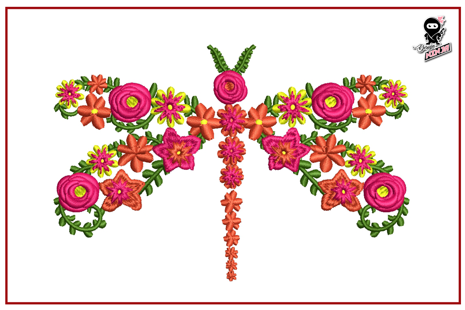 Floral Dragonfly, Spring Flowers Design