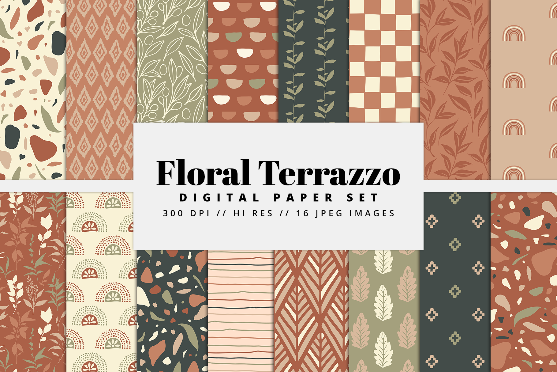 Floral Terrazzo Digital Paper Set Graphic by BrandiLeaDesigns ...