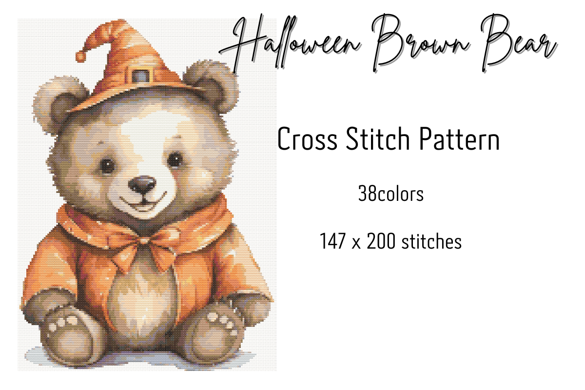 Halloween Brown Bear CrossStitch Pattern