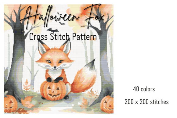 Halloween Fox Cross Stitch Pattern