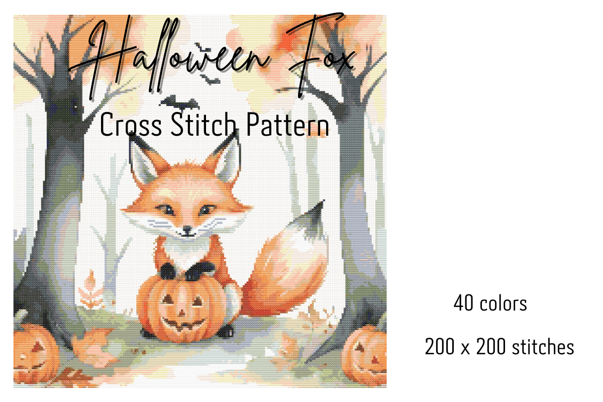 Halloween Fox Cross Stitch Pattern