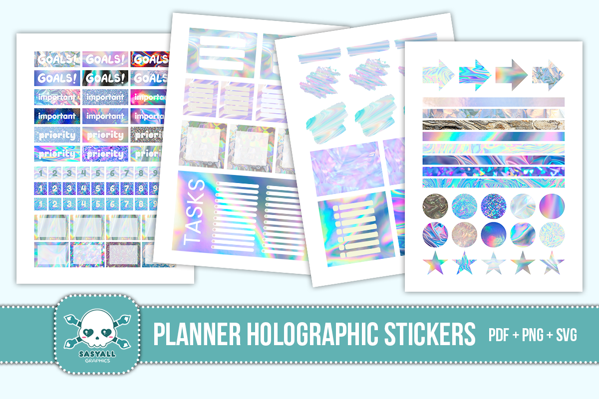 Planner Stickers Graphics Holographic Planner Stickers Graphic by Sasyall Graphics · Creative Fabrica