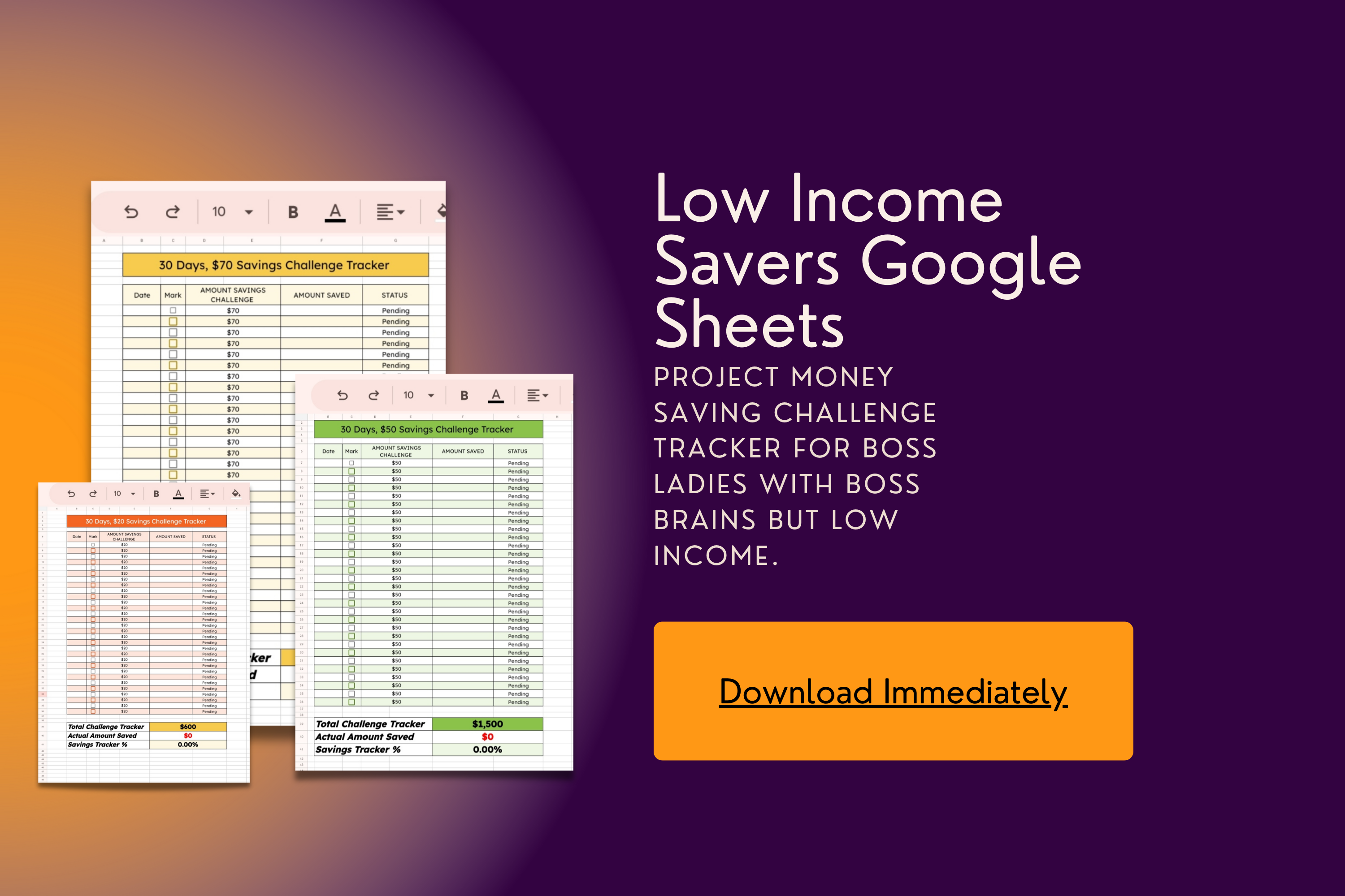 Low Income Savers Google Sheets Template