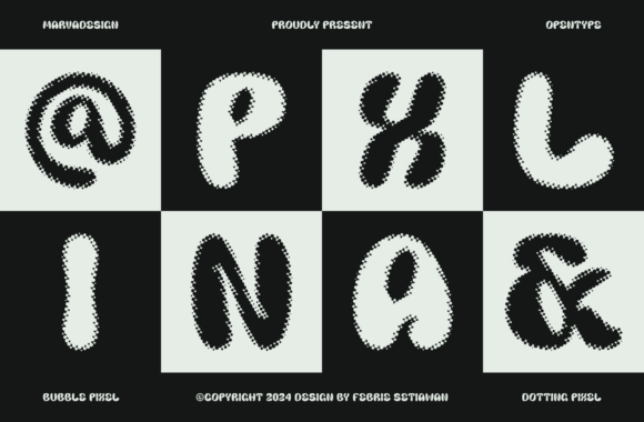 Marva Bubblo Pixel Font PNG with transparent background - Preview 1