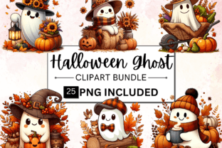 Watercolor Cute Ghost PNG Clipart Bundle Graphic by DigiDreamWorld ...