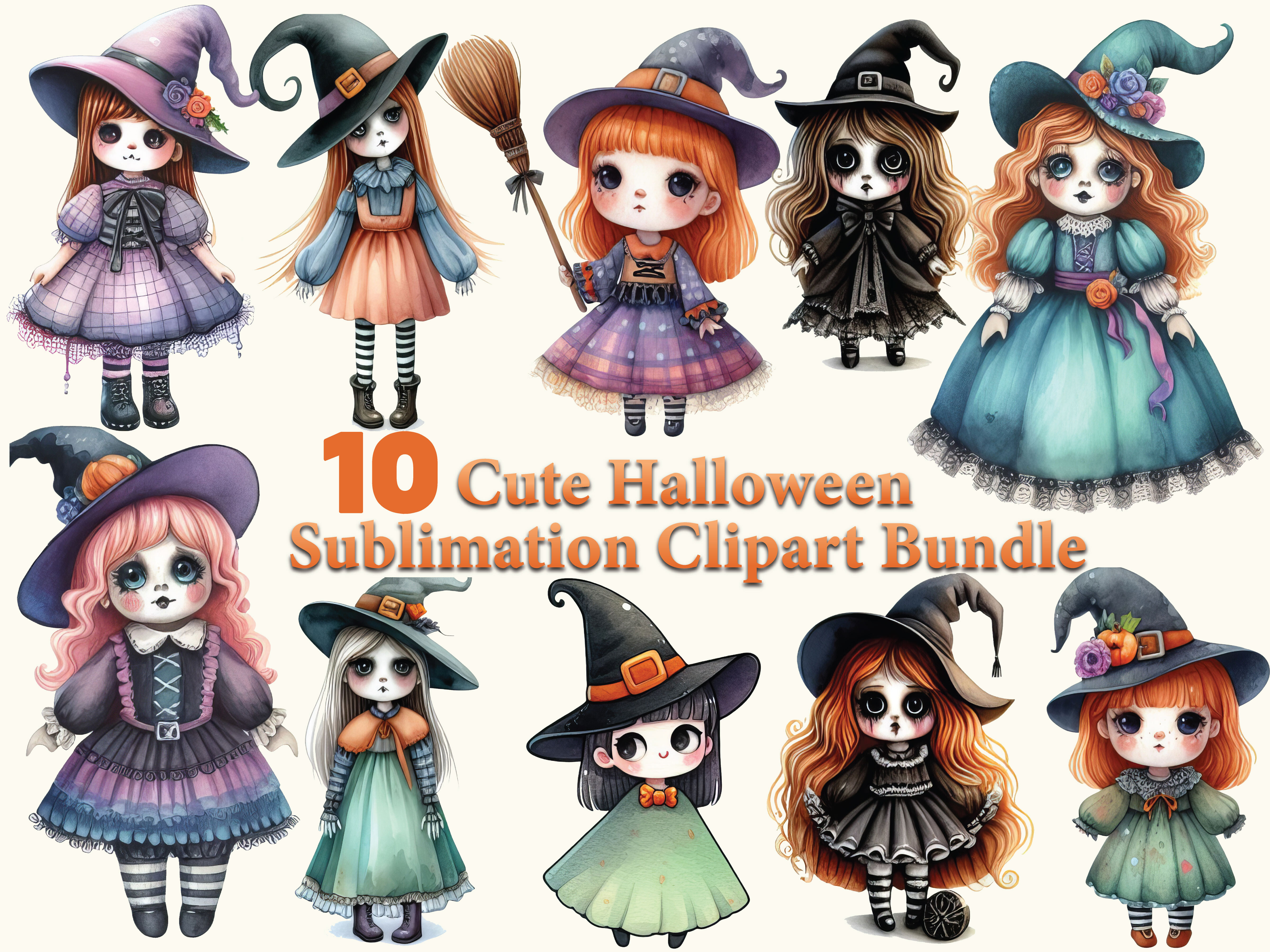 Cute Halloween Witch Sublimation Clipart Graphic by GraphicTech360 ...