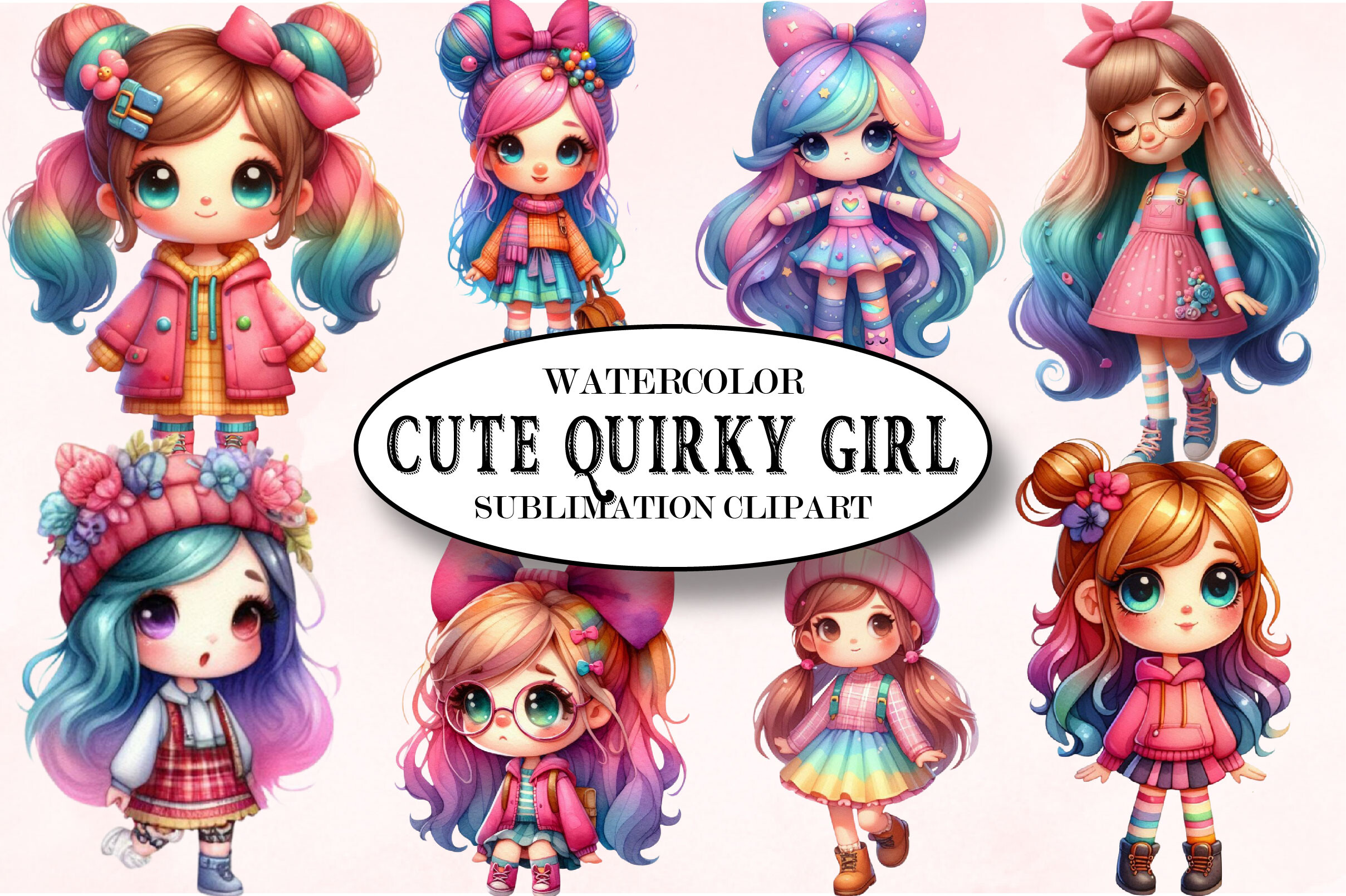 Cute Quirky Girl Sublimation Clipart PNG Graphic by designking ...