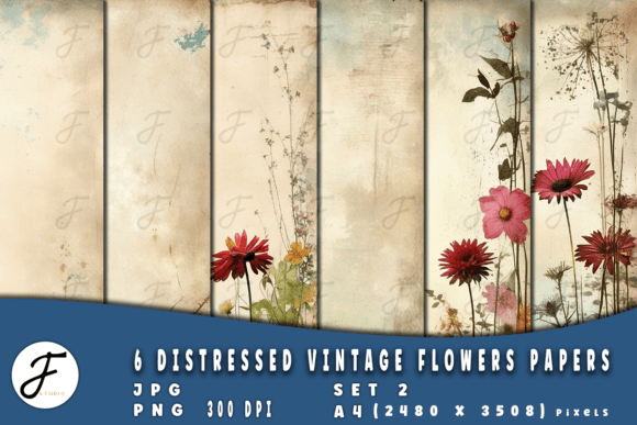 Distressed Vintage Flowers Papers | 2