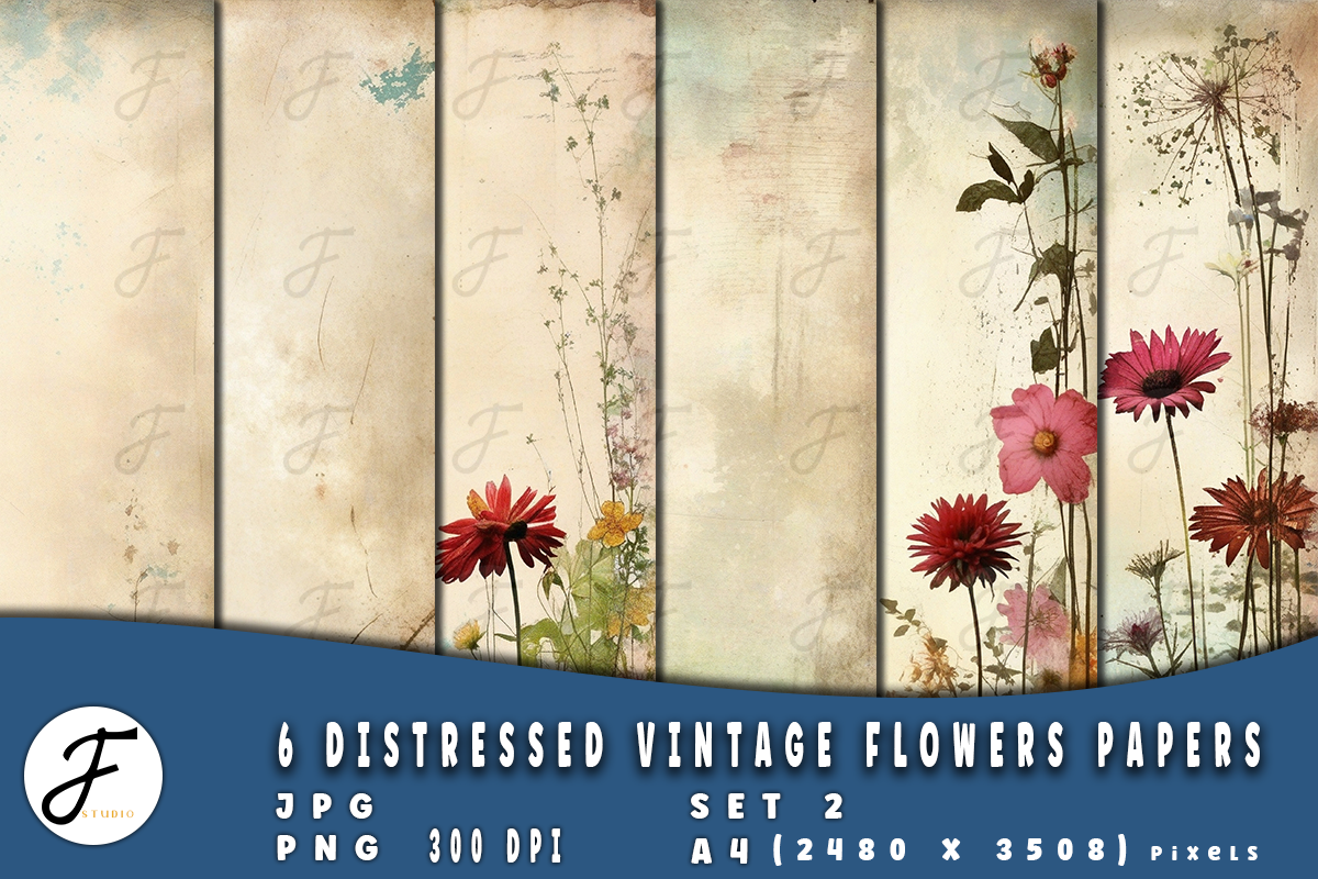 Distressed Vintage Flowers Papers | 2