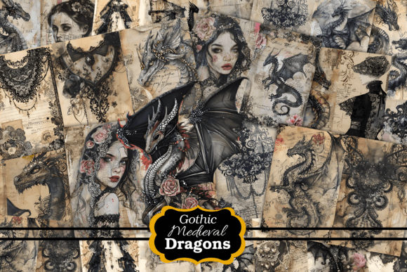 Gothic Dragon Junk Journal Pages