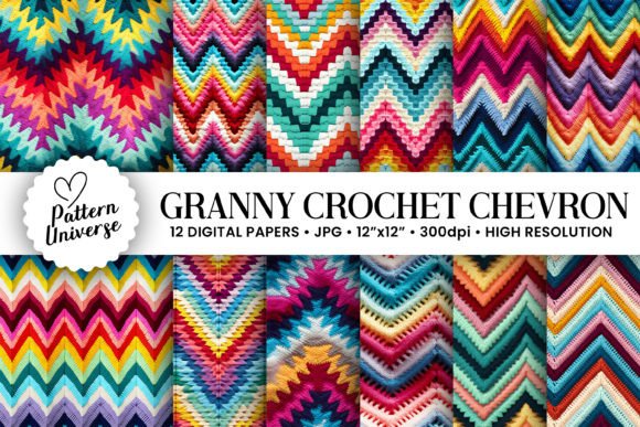 Granny Crochet Chevron Digital Papers