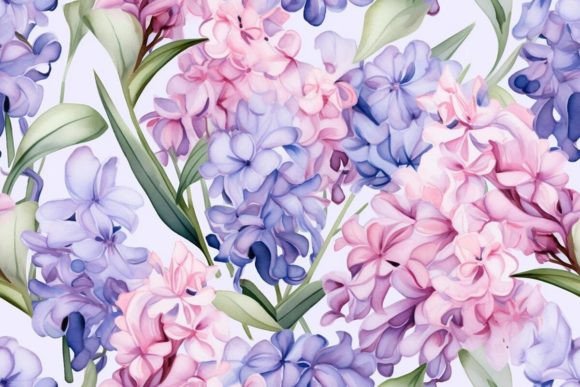 Soft Pastel Hyacinth Pattern Grafica Motivi AI Di Ranya Art Studio
