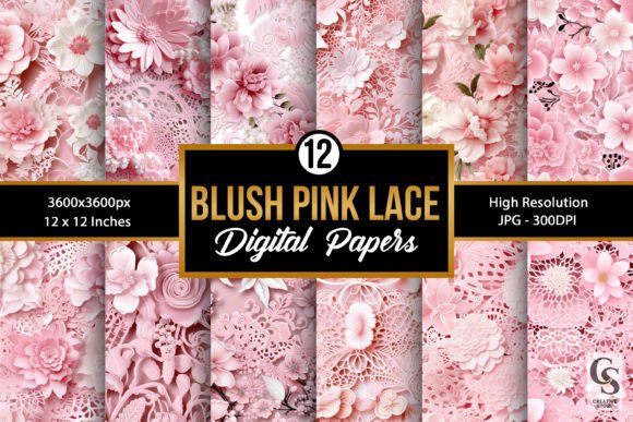 Blush Pink Lace Digital Papers Graphic by Creative Store · Creative Fabrica