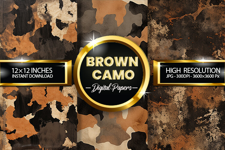 Brown Camo Digital Papers Graphic by Hurairagraphics · Creative Fabrica