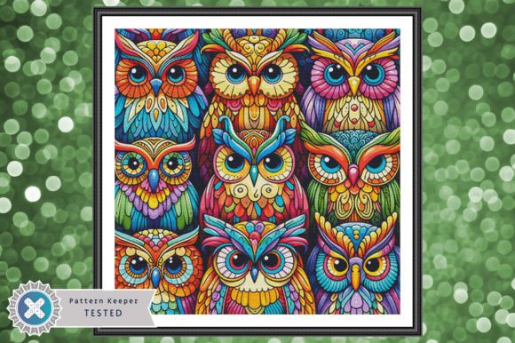Colorful Owls Cross Stitch Pattern PDF