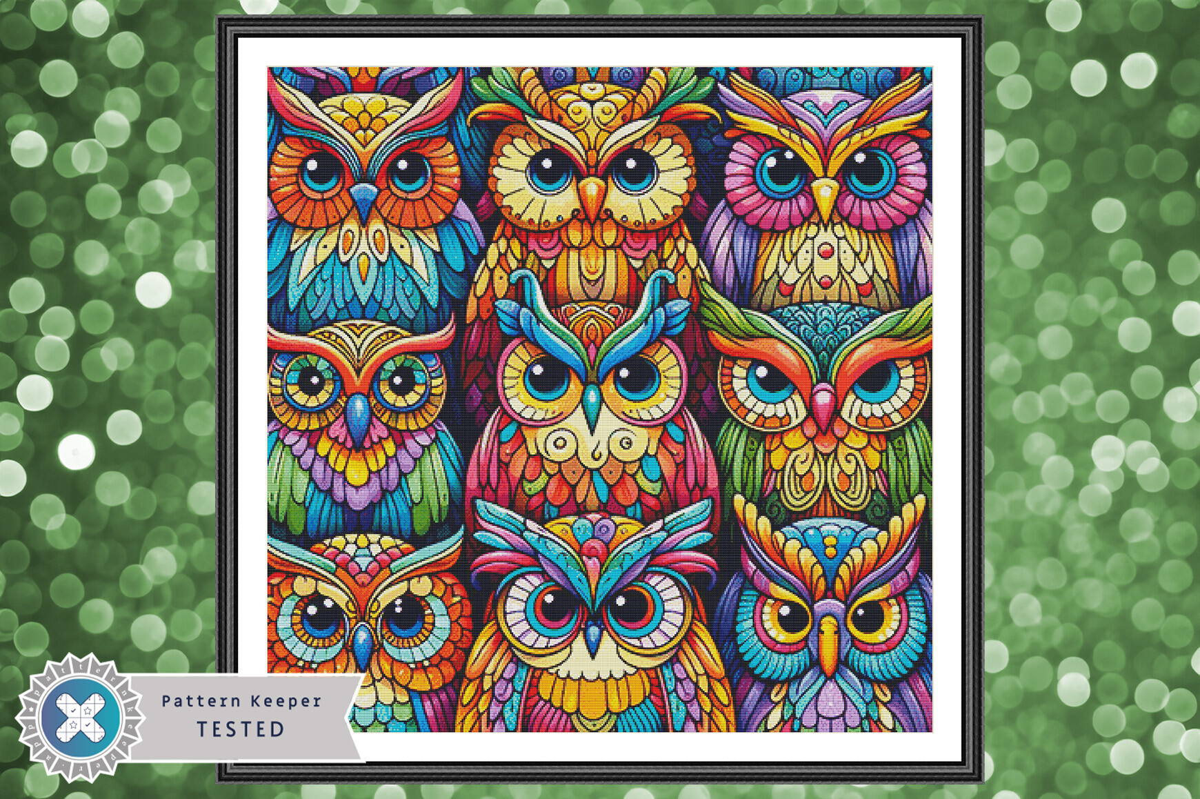 Colorful Owls Cross Stitch Pattern PDF