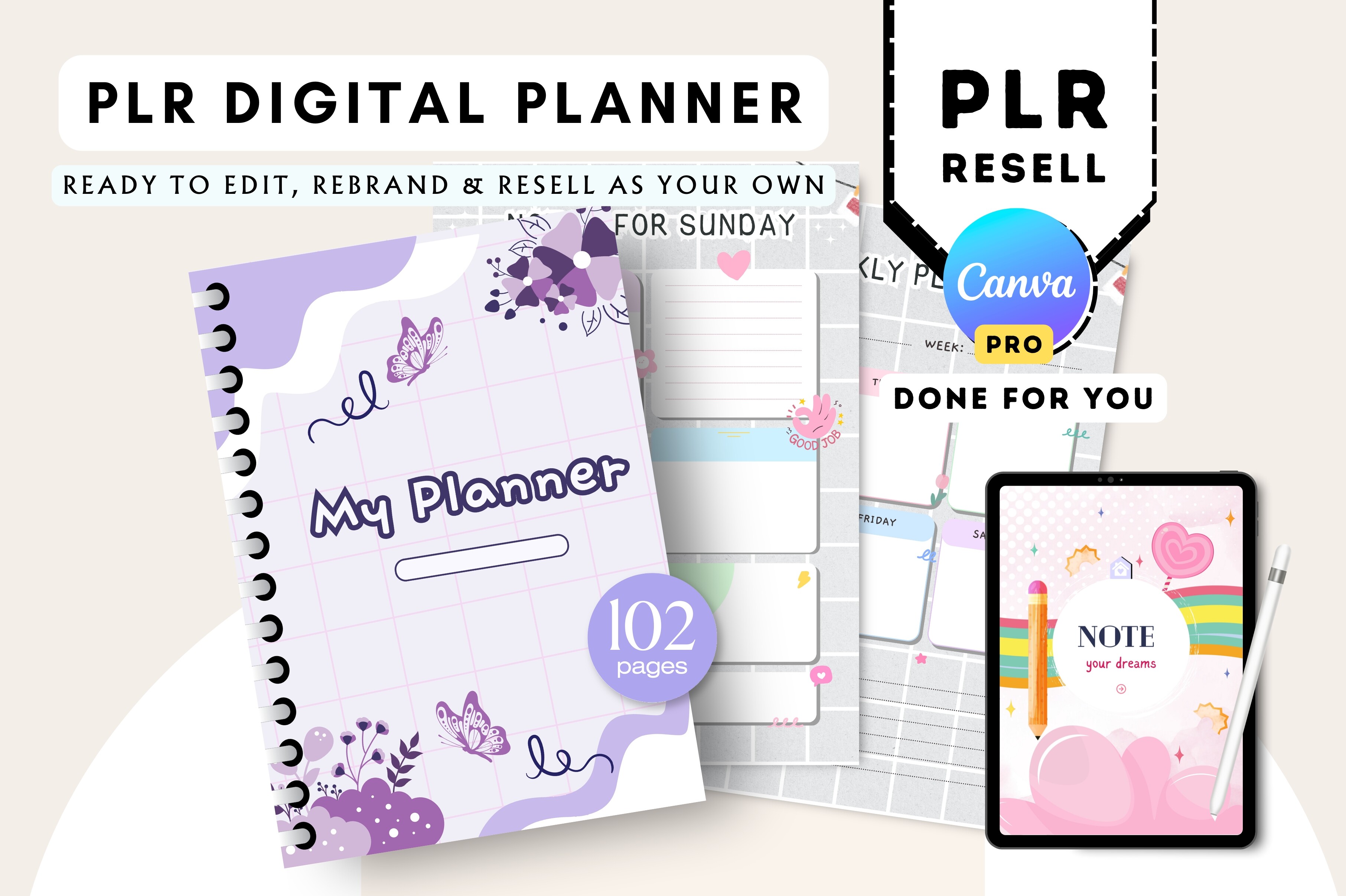 Cute PLR Resell Undated Digital Planner Graphic by Tas Creative Studio ...