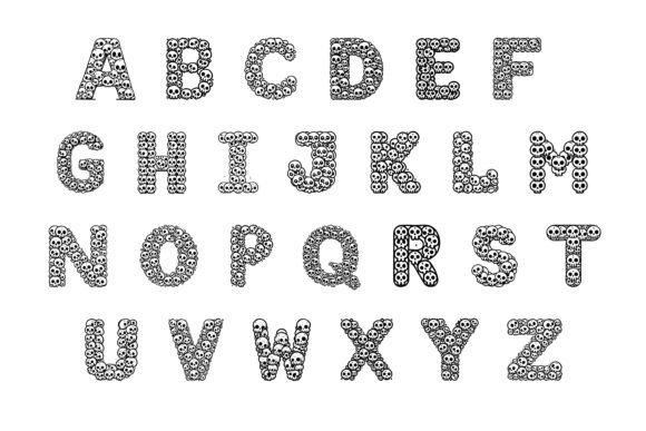 Gothic Skull Font PNG with transparent background - Preview 1