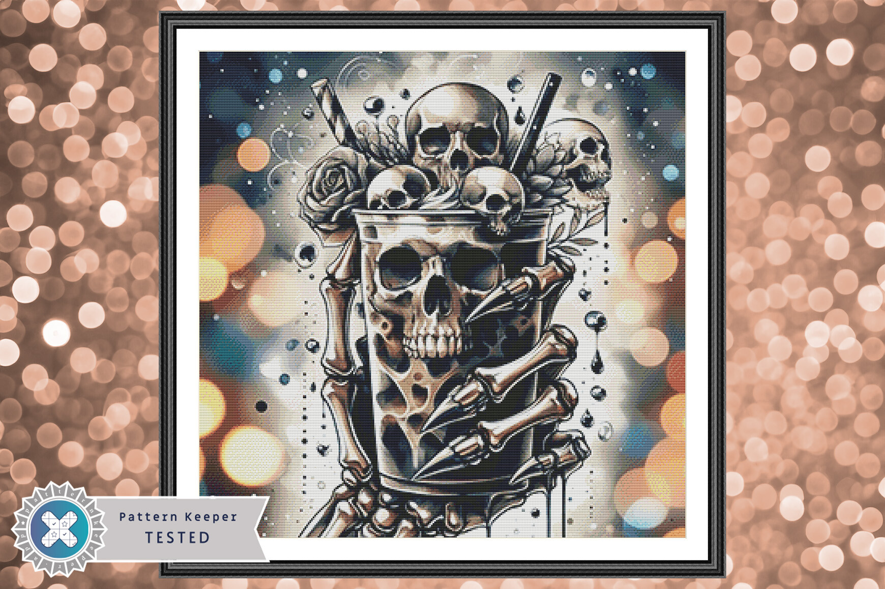 Skull Coffee Cross Stitch Pattern PDF