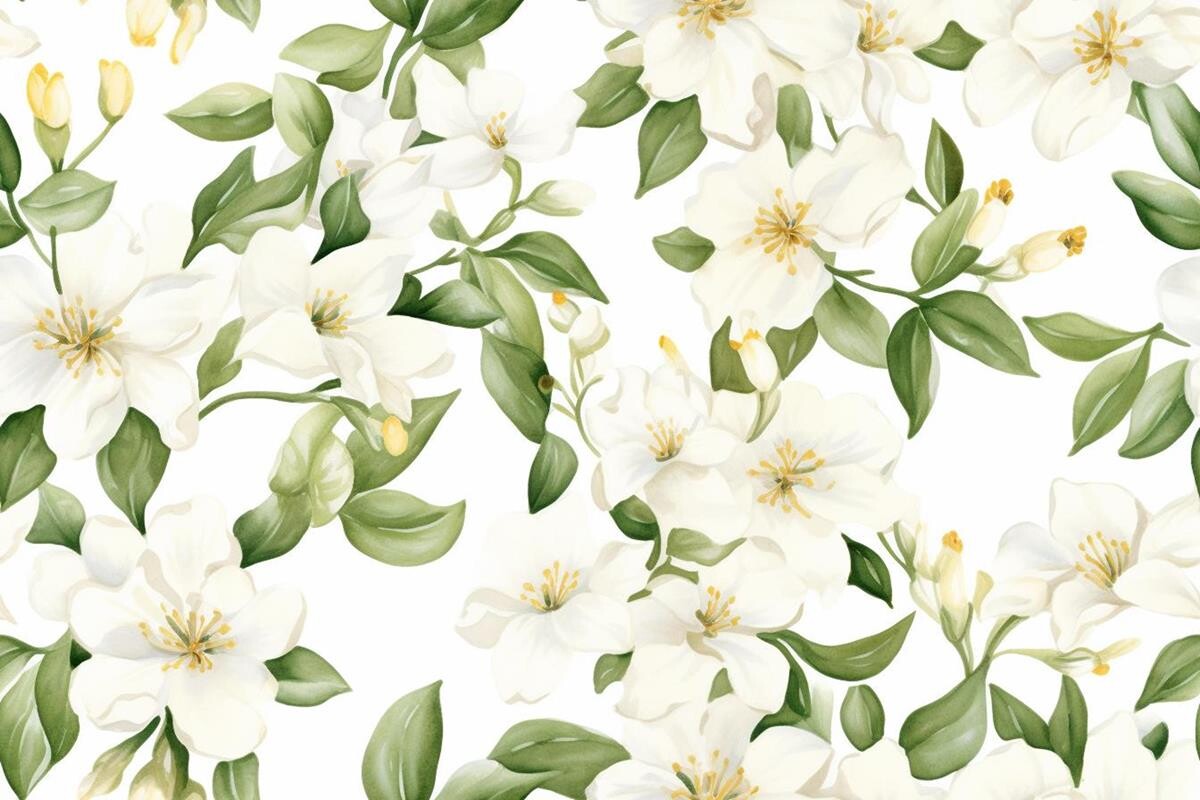 White Delicate Flower Pattern Graphic by Ranya Art Studio · Creative ...