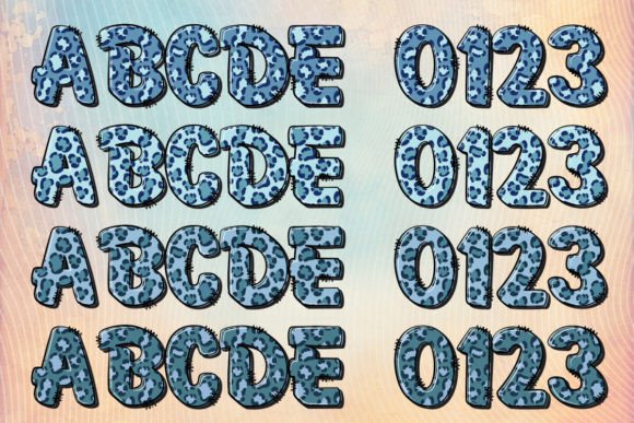 Blue Leopard Font PNG with transparent background - Preview 1