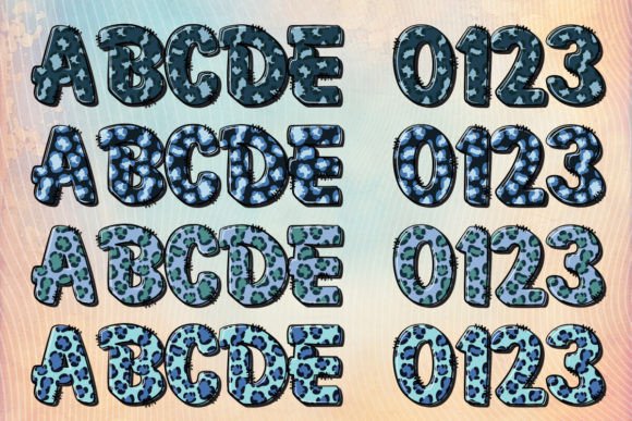 Blue Leopard Font PNG with transparent background - Preview 2