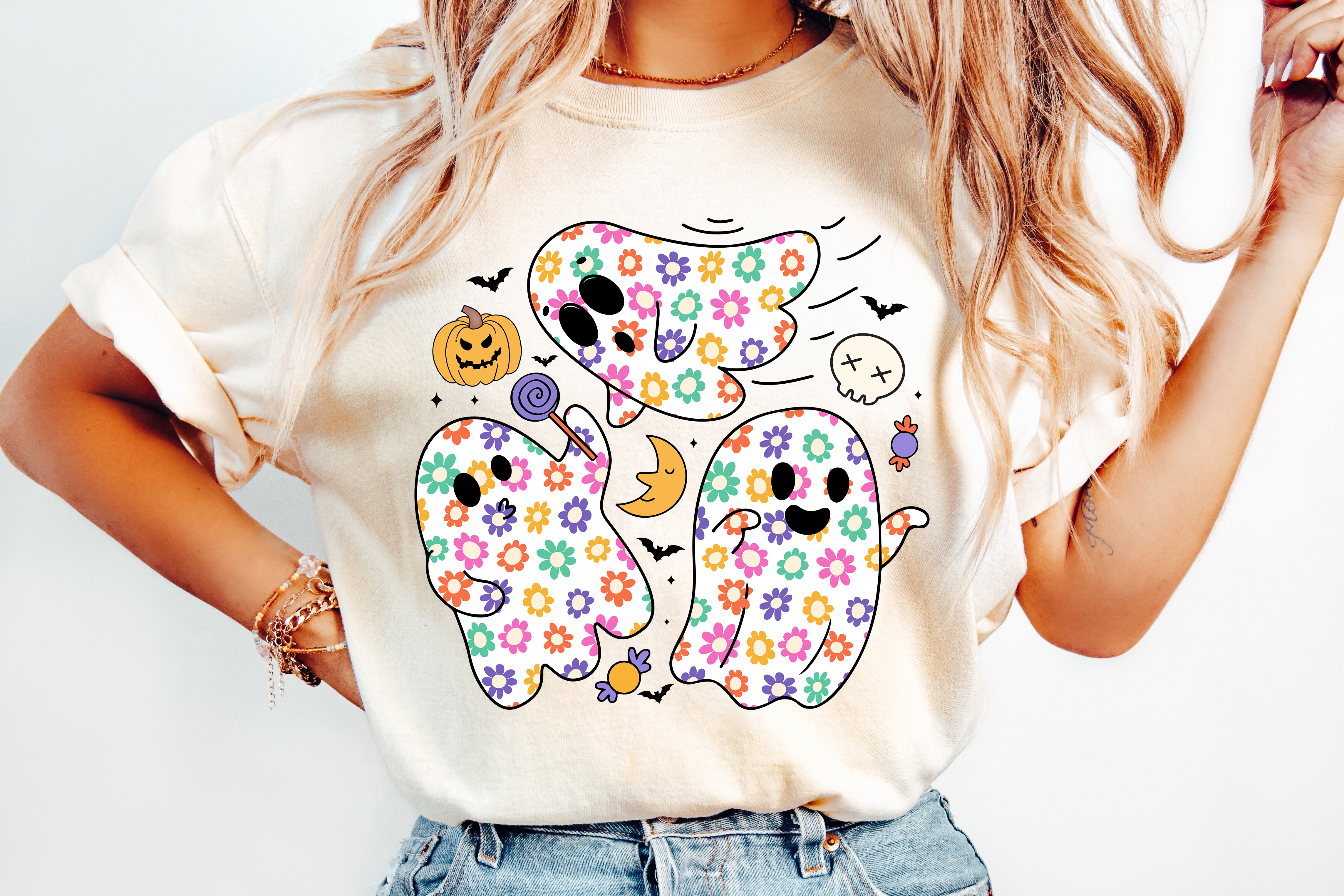 Cute Halloween Floral Ghost PNG Graphic by TheRuralArtisan · Creative ...