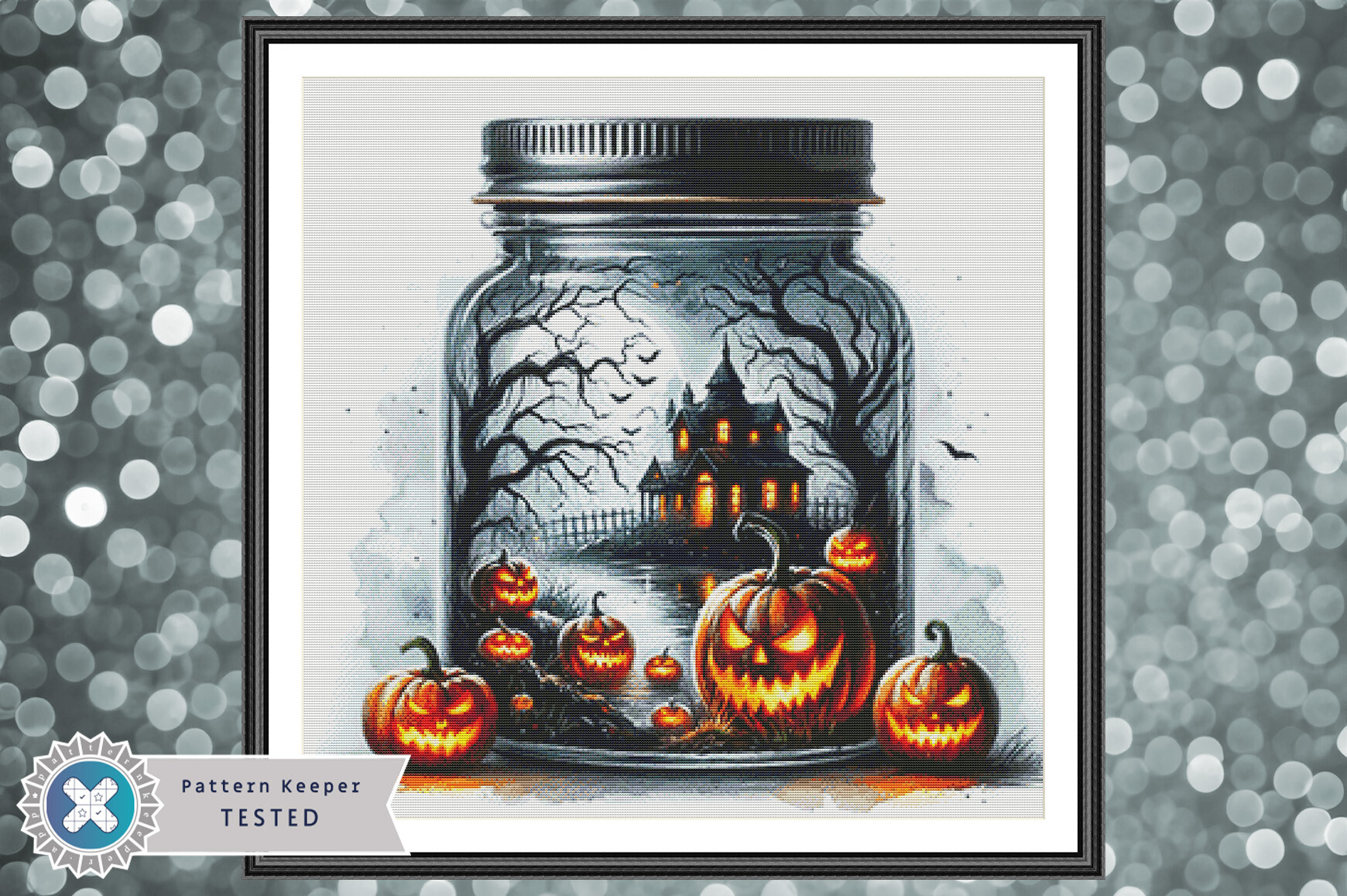 Halloween Mason Jar Cross Stitch Pattern