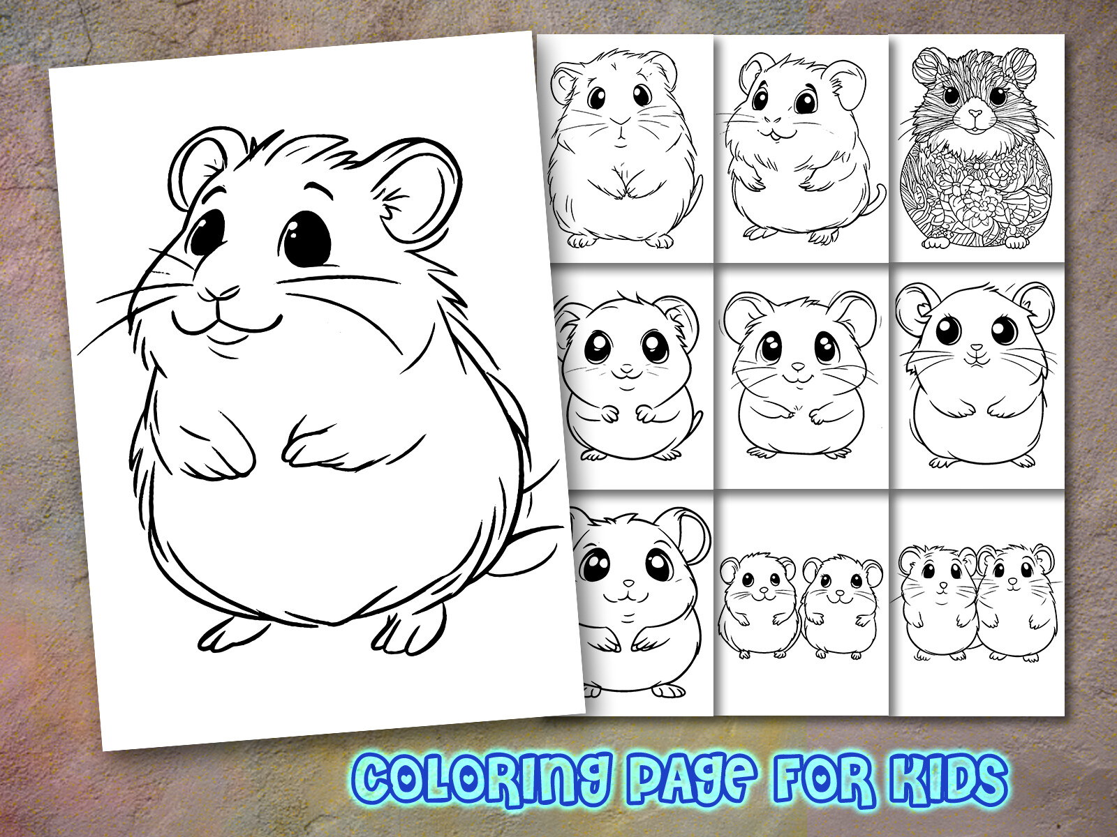 Hamster Coloring Page for Kdp Graphic by KDP GURU · Creative Fabrica