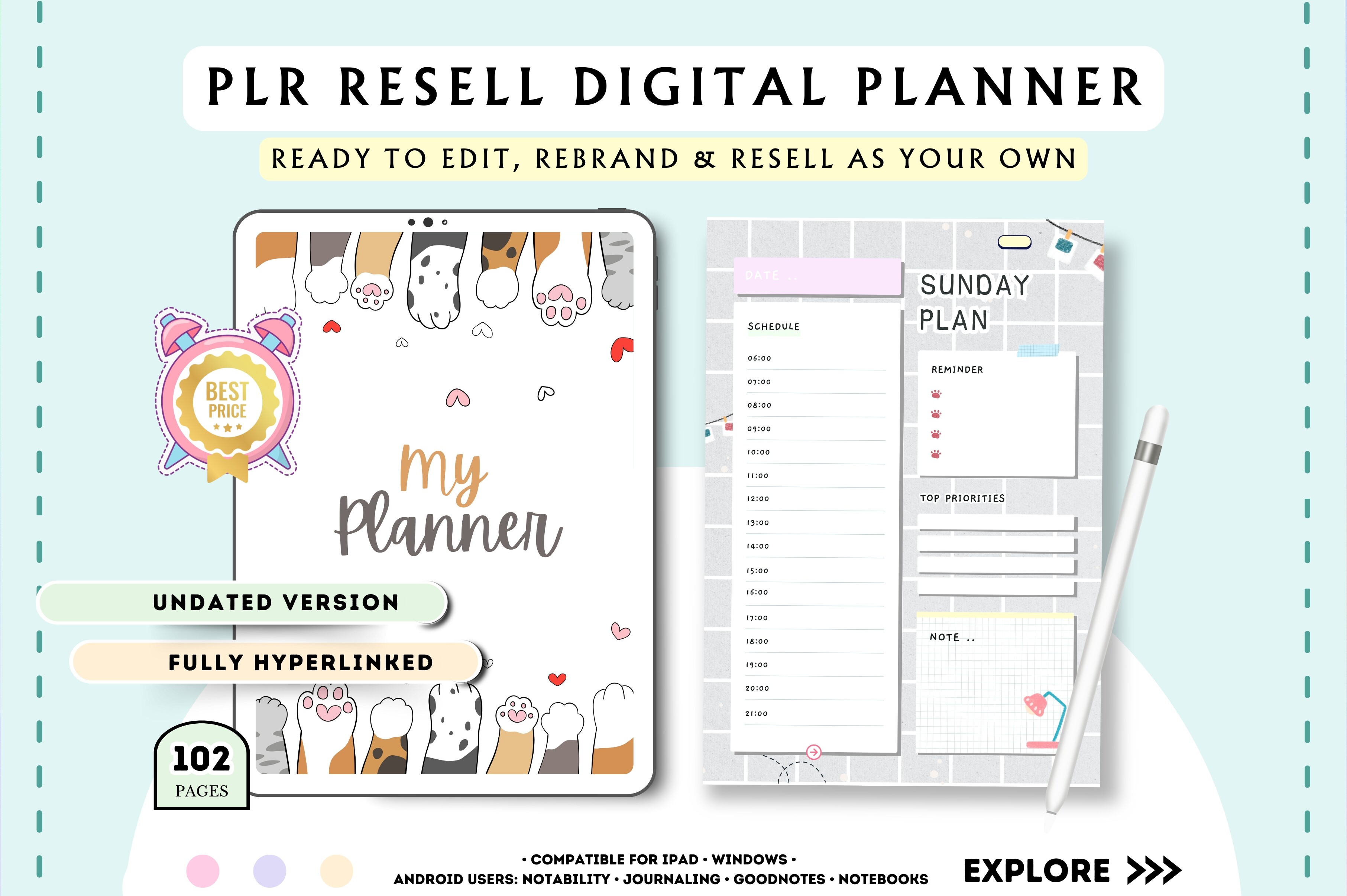 PLR Resell Digital Planner Cute Design Graphic by Tas Creative Studio ...