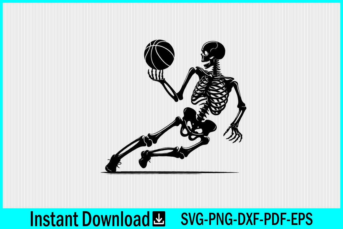 Skeleton Playing Basketball Vector SVG Graphic by Craftabledesign ...