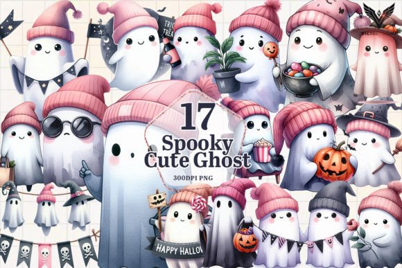 Spooky Cute Ghost Clipart PNG Graphic by VictoryHome · Creative Fabrica