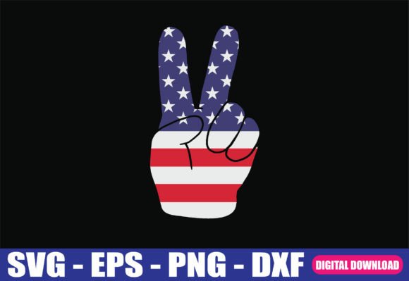 USA Flag Peace Sign Hand SVG Graphic Crafts By Sazzadh