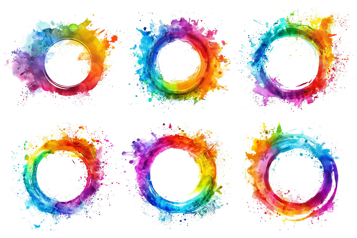 Watercolor Rainbow Paint Splatter Splash Graphic by pixeness · Creative ...