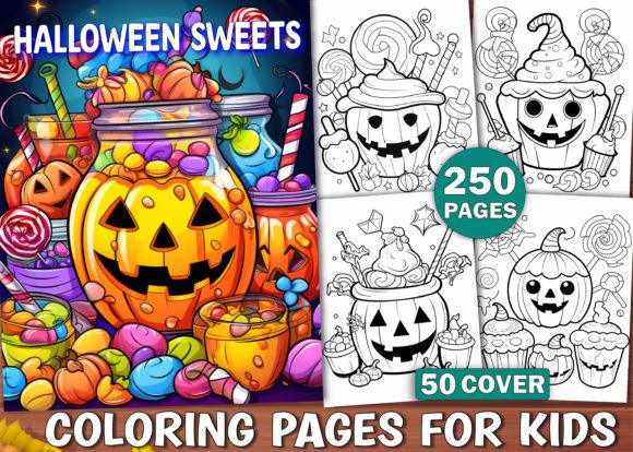 250 Halloween Sweet Coloring Pages