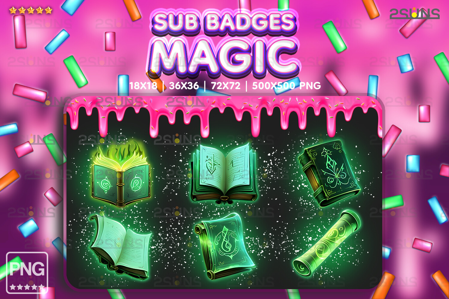 6 Magic Sub Badges Book of Spells, Goth Graphic by 2SUNS · Creative Fabrica