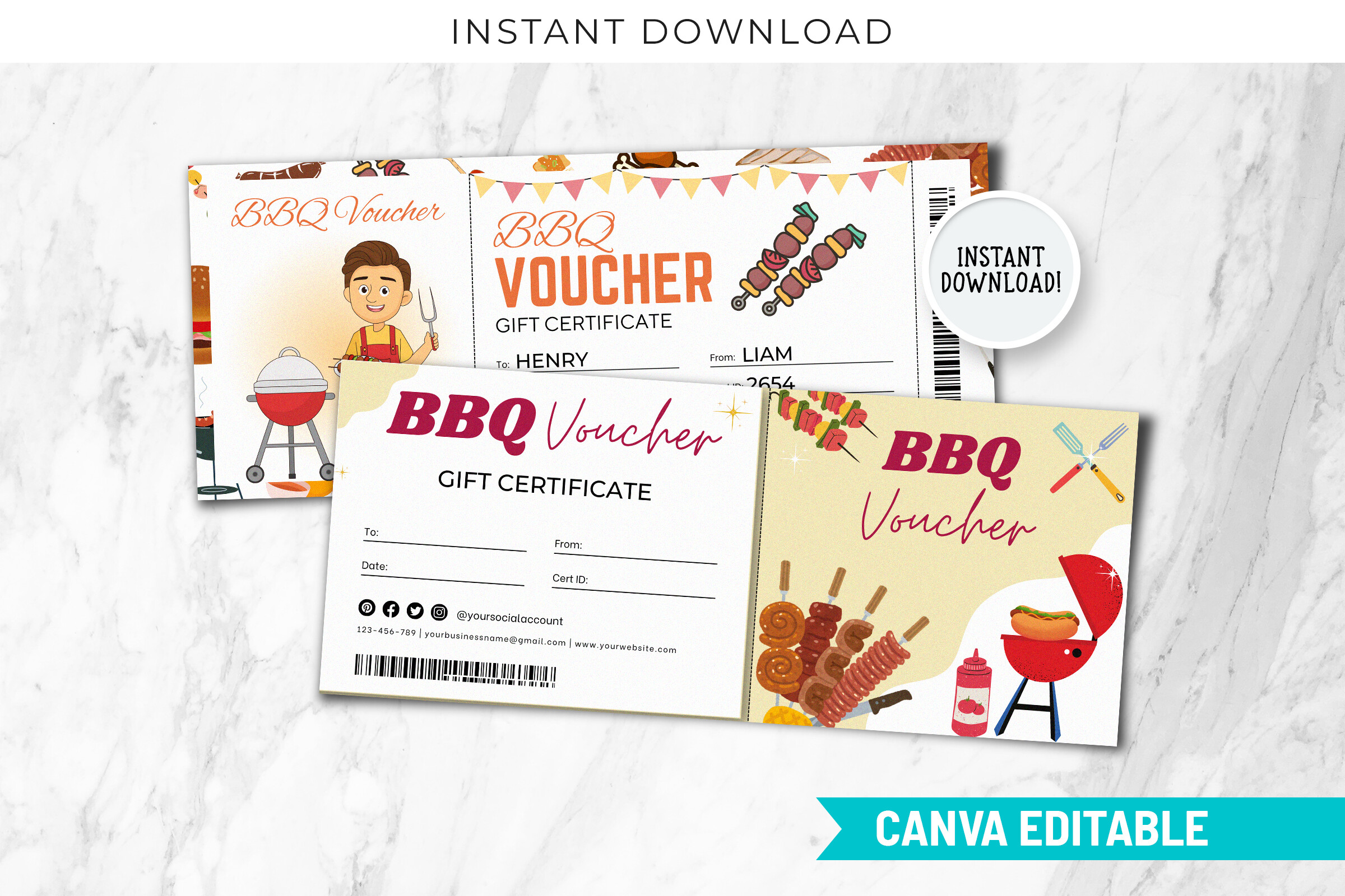 BBQ Voucher Gift Certificate Template