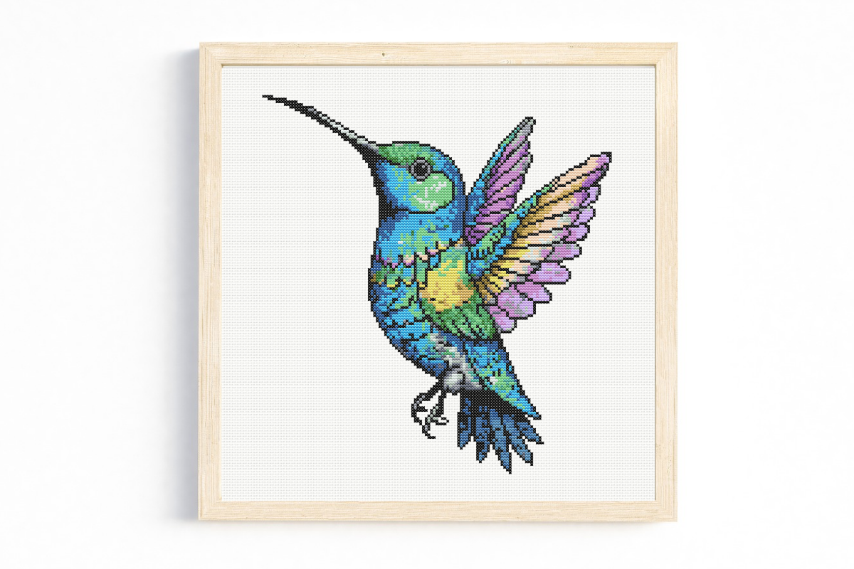 Bright Hummingbird Cross Stitch Pattern