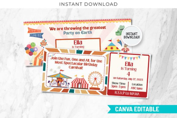 Carnival Ticket Birthday Invite Template