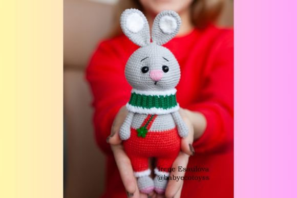 Crochet Pattern: Christmas Rabbit Toy