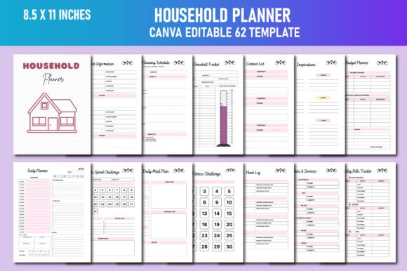 Household Planner Canva KDP Gráfico Planificadores y agendas Por Lavlu Creative Zone