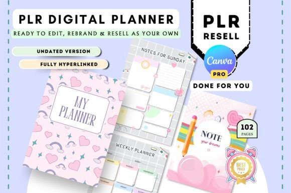 PLR Undated Digital Planner Canva