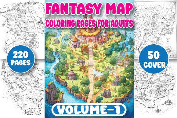 220 Fantasy Map Coloring Pages for Adult