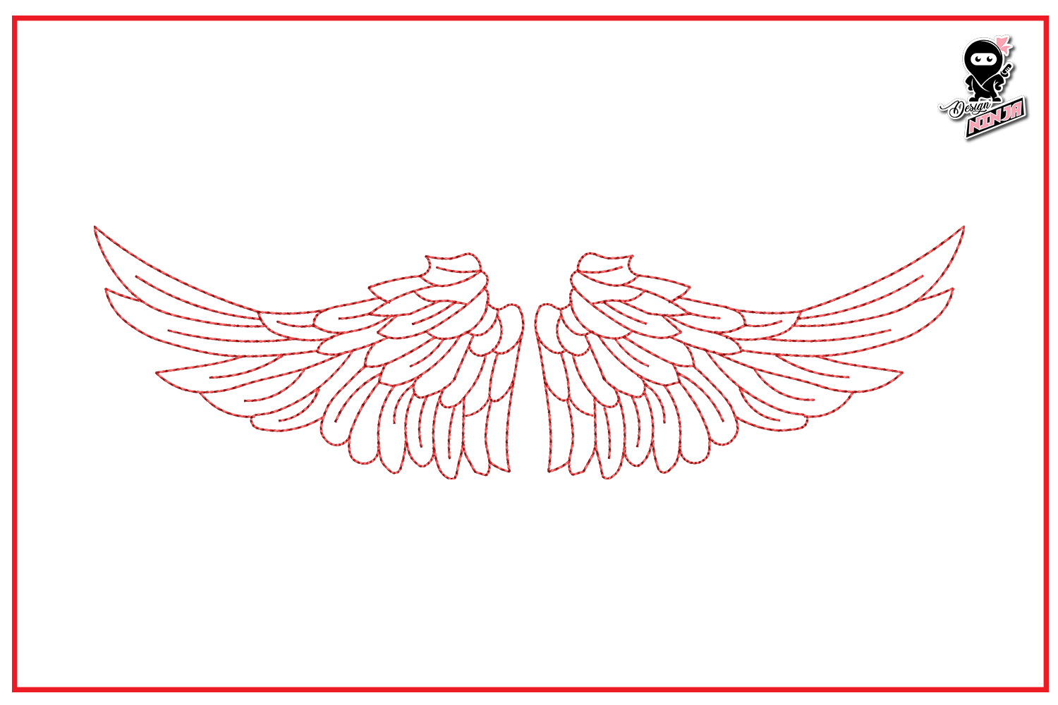 Angel Wings Redwork Embroidery